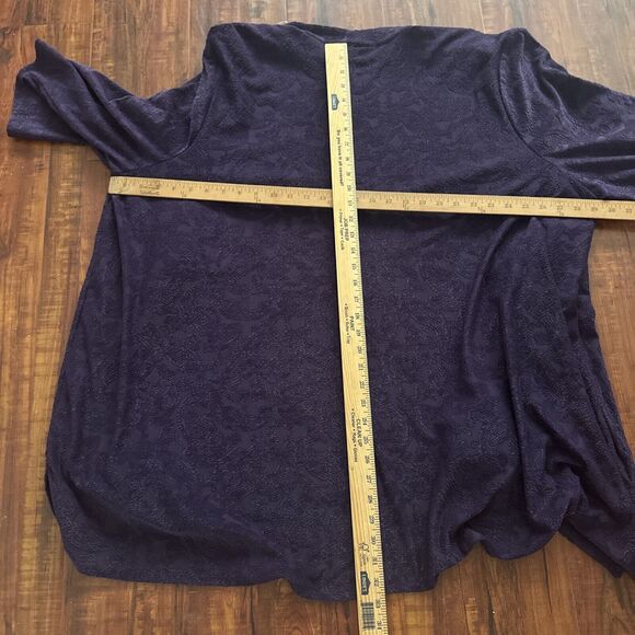 Catherines Anywhere Womens Open Cardigan Plus 5X Purple Burnout Paisley Travel - Picture 7 of 10